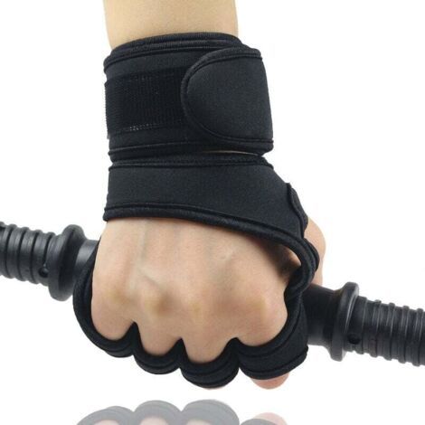 QORVA-Gants d'haltérophilie de gym pour hommes et femmes, protège-poignets antidérapants, équipement de sport à demi-doigts, barre horizontale, entraînement, tractions pour éviter les cocons (1/4)