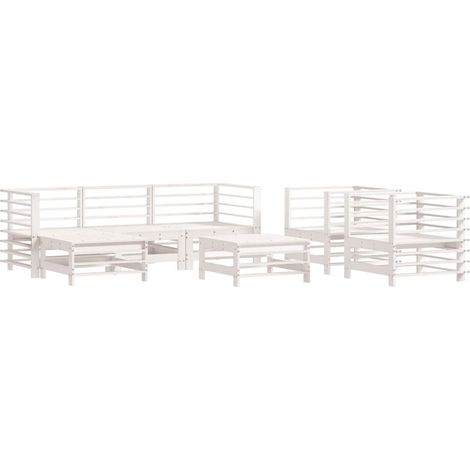Maison Exclusive - 7-tlg. Garten-Lounge-Set Weiß Massivholz Kiefe (1/5)