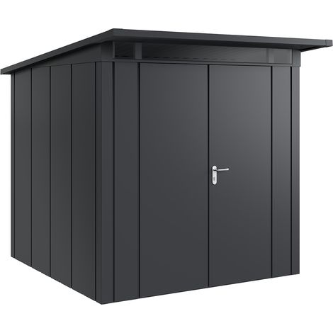 Hörmann Metall-Gerätehaus "Juno" mit Pultdach, JPD5 - Design, 214 x 214 cm (B x T), anthrazit, 2-flüglige Tür (1/5)