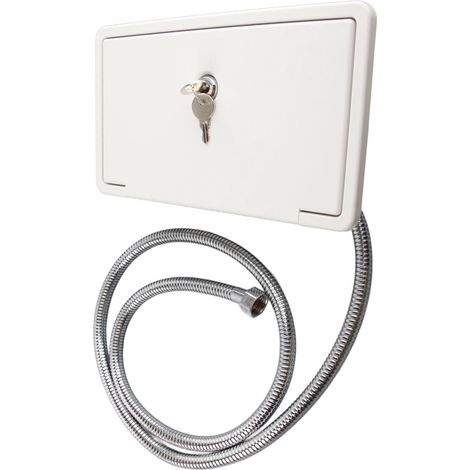 Douche Extérieure Kit 1,5m Flexible Métallique Lavage Pulvérisateur Boîtier pour Camping-car Caravane Bateau Bateau de Plaisance Yacht Blanc avec Tubes Métalliques (1/5)