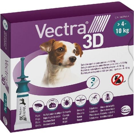 Ceva Antipara Pipettes Vectra 3D Petits chiens 4-10 kg, 3 pipettas (1/2)