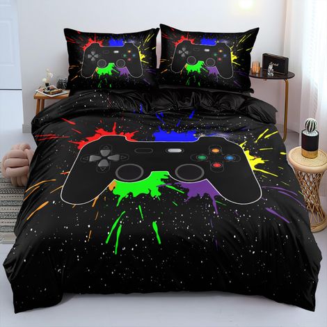 Parure de lit 140 × 200 cm + taie d'oreiller avec fermeture éclair 70 × 90 cm - Impression 3D multicolore - Housse de couette en microfibre douce et respirante (1/5)