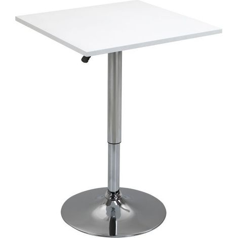 Table de bar réglable en hauteur, pivotante à 360°, pieds anti-rayures, base métallique stable, blanc (1/5)