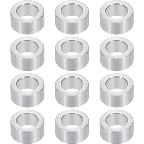 Rondelles en Aluminium M6, 12pcs Entretoise Métallique à Vis Ronde, Rondelle Plate pour Vis Tige Écrous Boulons, Bague d'Écartement en Métal 6.2mm ID x 10mm OD x 5mm Hauteur (1/5)