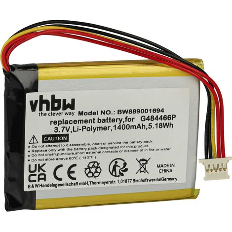 vhbw batteria sostituisce Polar G484466P per GPS computer da bicicletta tachimetro bici (1400mAh, 3,7V, Li-Poly)