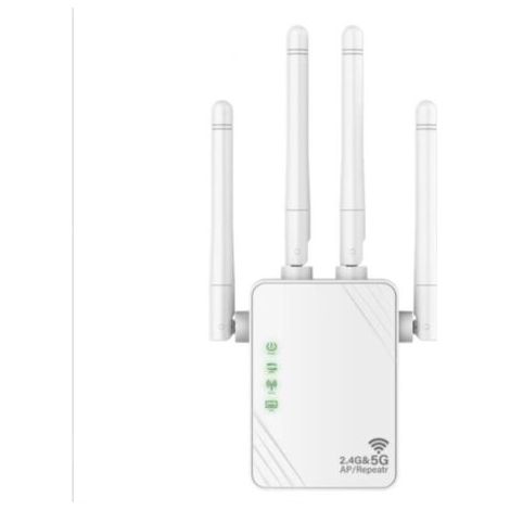 QORVA-Répéteur WiFi, 1200Mbps Double Bande 2.4G/5G Extension Wi-FI, 4 Antenne Amplificateur Wi-FI, Internet Enhancer pour Le Bureau et la Maison - 2 Port (1/5)