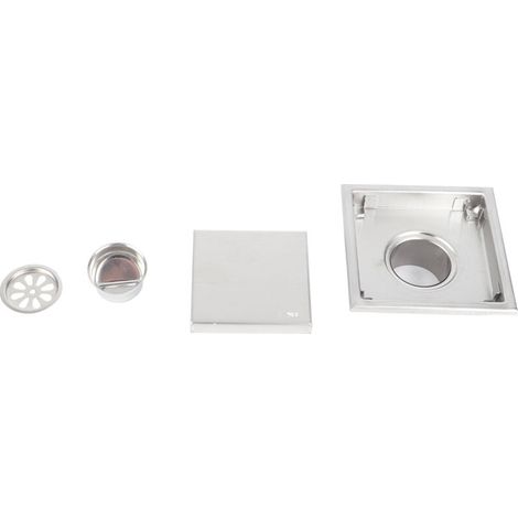 Stainless Steel Floor Drain, Roller Type, Brushed, Odor-Proof, Concealed Bathroom Drain Grate, 11 x 11 cm / 4.3 x 4.3 in (1/5)