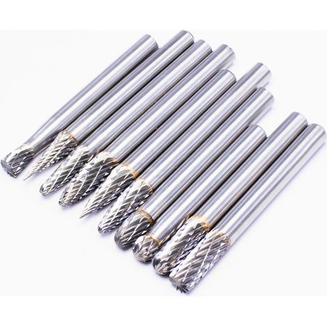 Ensemble de 10 limes en carbure compatibles, limes à métaux, diamètre de tige de 1/8 pouce, convient pour le bricolage, la sculpture sur bois, le polissage des métaux, la gravure et le perçage.