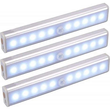 Lot de 3 lampes LED sans fil, rechargeables USB, aimantées, détecteur de mouvement – DELKEVIC