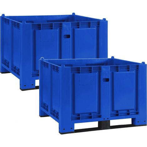 BRB SPAR-SET, 2x Palettenbox mit 2 Kufen, LxBxH 1200x800x850 mm, blau
