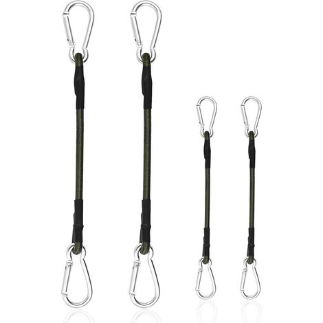 Élastique de tension avec mousqueton, lot de 4, 30/60cm, extra résistant, pour bagages et camping