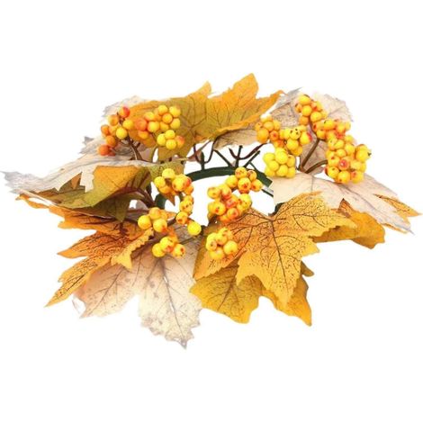 Couronne artificielle de bougies piliers, décoration automnale, style ferme, idéale pour Halloween et les centres de table de mariage.-Light Color (1/5)