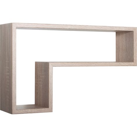 Mensola da Parete a Forma di L 61x37x15,5 cm in Fibra di Legno Lettera Rovere Sagerau (1/5)