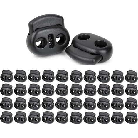 100 boucles en plastique pour corde, tendeur élastique, boucles à double trou pour attacher lacets et cordons de serrage, dimensions : 1,9 x 1,7 cm (1/5)