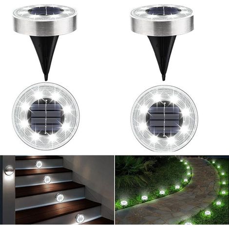 4 Stück 8LED Solar-Gartenleuchten, IP68 wasserdichte Solar-Rasenleuchten, automatisches Ein-/Ausschalten, keine Verkabelung erforderlich – weißes Licht
