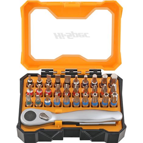 Set de tournevis à cliquet 32 pièces en acier chrome-vanadium, manche à dégagement rapide, embouts Phillips, Torx, Tri-Wing (1/4)