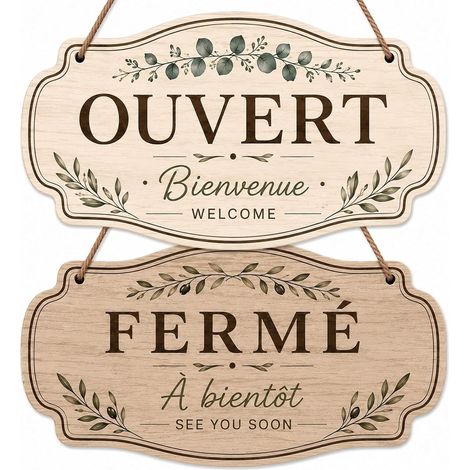 Panneau ouvert fermé bilingue, plaque de porte double face 27 x 15 cm (1/5)