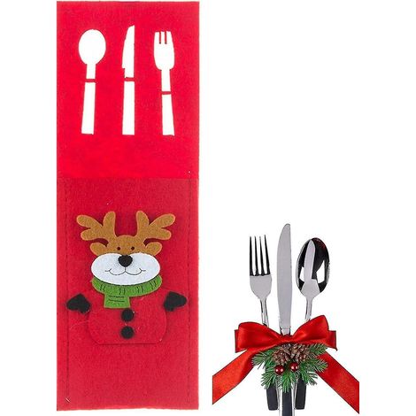 Porte-couverts de Noël - Bonhomme de neige, Père Noël, Cerf - Vaisselle (1/5)