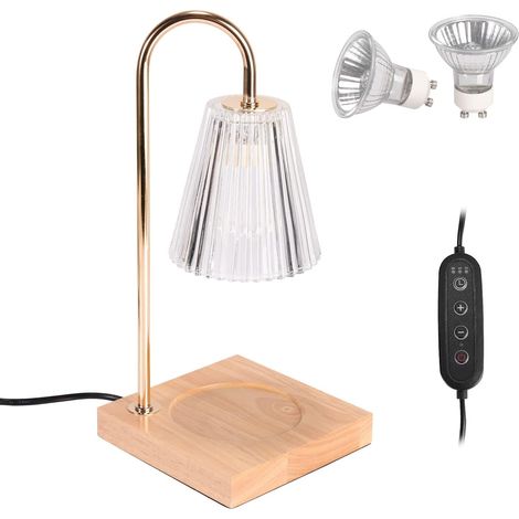 Dimmable candle warmer lamp with 2 aroma bulbs for home, office, bedroom, living room, gift (transparent with timer) (1/5)