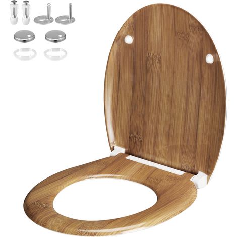 Casaria Copriwater Universale Doppia Chiusura Silenziosa Duroplast Antibatterico Montaggio Rapido Sgancio Rapido Pulizia Comoda Bamboo (en) (1/5)
