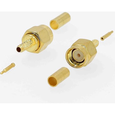Nedis SMA-Anschluss / Gerade / Stecker / Vergoldet / 50 Ohm / Kräuseln / Kabeleingangsdurchmesser: 2.55 mm / Metall / Gold / 2 Stück / Box