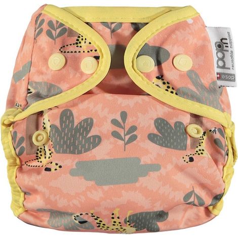 Couverture d'emmaillotage imperméable, réutilisable et fermée par boutons-pression, pour enfants de 3,6 à 16 kg, motif guépard (1/5)