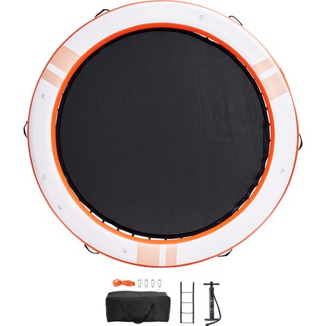 Mophorn Aufblasbares Schwimmdock von, 3 m lange Plattform mit 2,4 m langem Trampolin-Netzpool, rutschfester Wassermatte, tragbarer Tasche und abnehmbarer Leiter für Pool, Entspannung am Strand