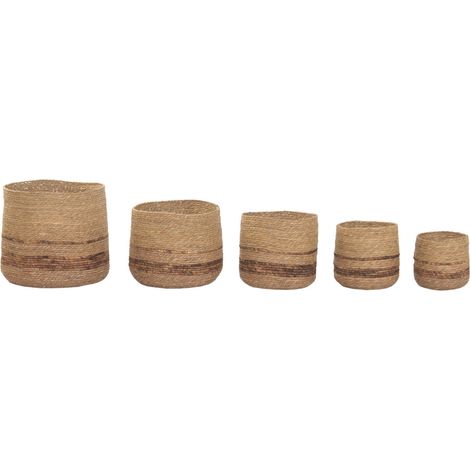 Macetero Set 5 Fibra 44X44X40 Rayas Natural Marron (1/5)