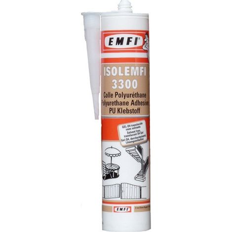 Emfi – Colle gel multi-usage pour isolants – Application sur bois, béton, métal – Cartouche de 300 ml – 50040AE064