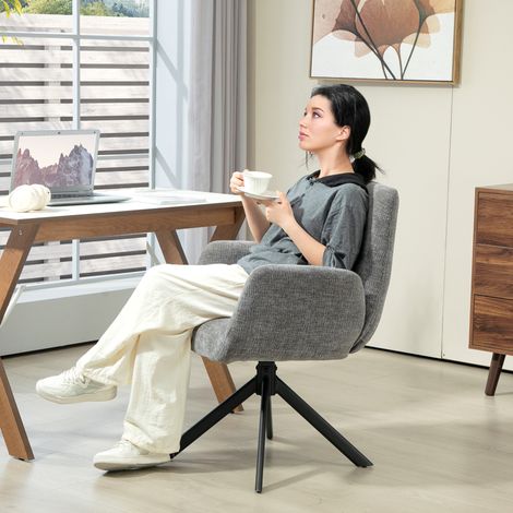 fauteuil salon pivotant tissu gris fonce 60x61x88 OKMYHOME (1/4)