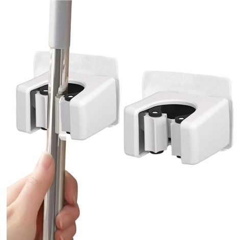 Support Mural Pour Serpillière Lot de 2 Supports Muraux Gain de Place Rangement pour Outils de Nettoyage Salle de Bain pour Pelle Aspirateur Gadgets Maison Bureau Dortoir Camping-Car (1/5)