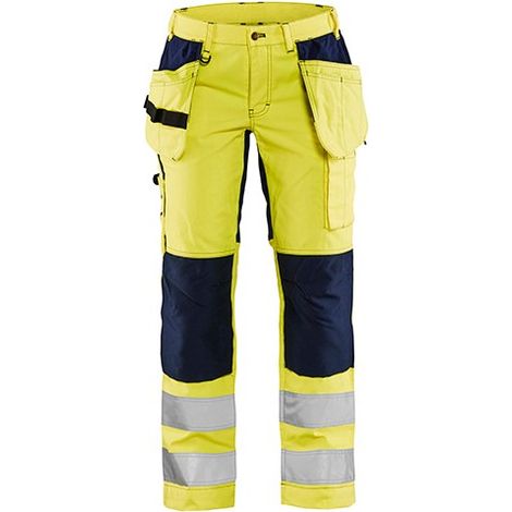 Pantalon de travail haute visibilité stretch femme 7163 - Jaune fluo/Marine XL - FR(48) - SE(C46) - Courtes (1/2)