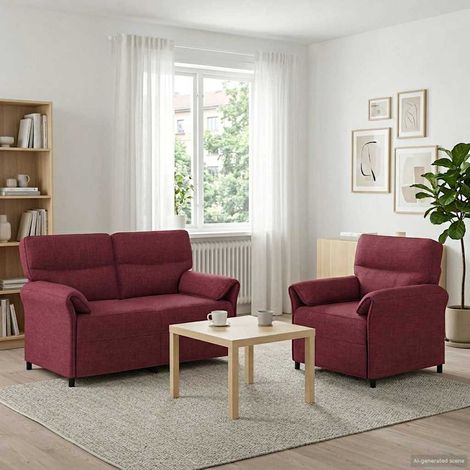 vidaXL Set di divani 2 pz Rosso Vino Tessuto (1/5)