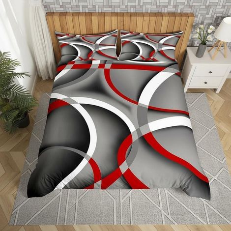 Bettwäsche-Set 135x200cm mit Kreis-Muster, Mikrofaser, Reißverschluss