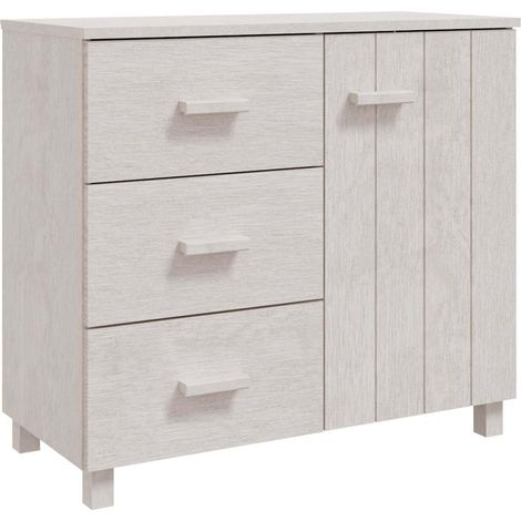 Sideboard/Anrichte/Buffet HAMAR Weiß 90x40x80 cm Massivholz Kiefer LXWW953748 (1/5)