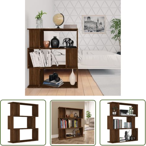 The Living Store Bücherregal/Raumteiler Braun Eiche 80x24x96 cm Holzwerkstoff - BucheRegal - Holzmöbel - Holzwerkstoff - Bücherregal Braun - Raumteiler (1/5)