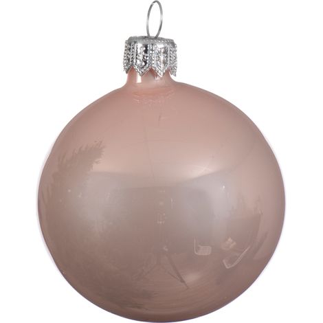 Weihnachtskugel aus glänzendem rosa Glas Ø10 cm (1/2)