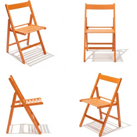 SEDIA PIEGHEVOLE in legno LIBERTY ARANCIO 4 pezzi (1/2)