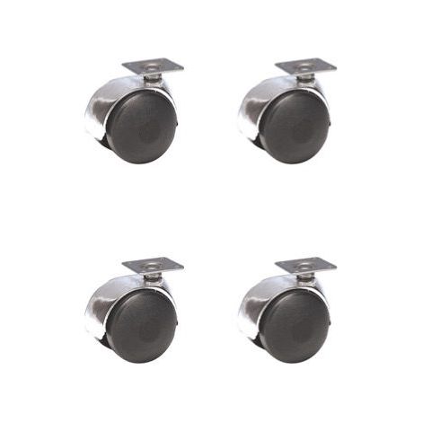 Lot de 4 Roulettes JUMELÉE pivotantes Ø 50 mm CHROMÉE à platine 38x38 mm (1/2)