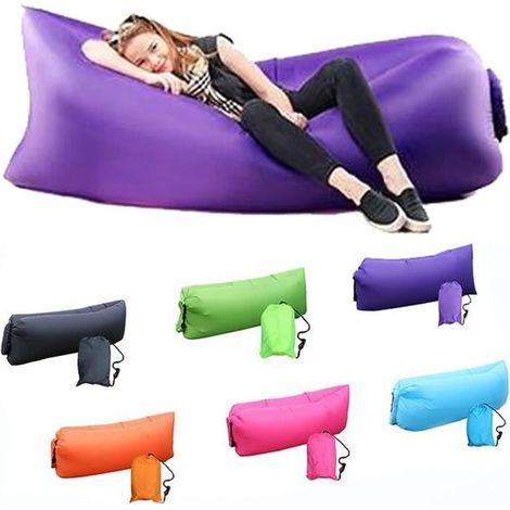 Gonflable Canapé Chaise Longue,Canapé gonflable portatif,Imperméable - Anti-fuites d'air,pour Voyager,Camping,Randonnée(Violet) (1/4)