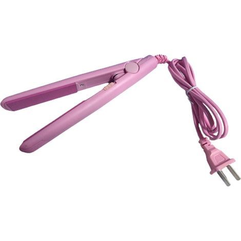 Mini fer à friser et à lisser 2 en 1 en céramique rose pour un coiffage rapide et longue durée (États-Unis) (1/4)