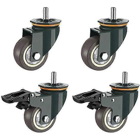 Roulettes pivotantes, 4 pièces, filetage M16, robustes, avec frein, universelles, pivotantes à 360°, pour chariot de jardin. (1/5)