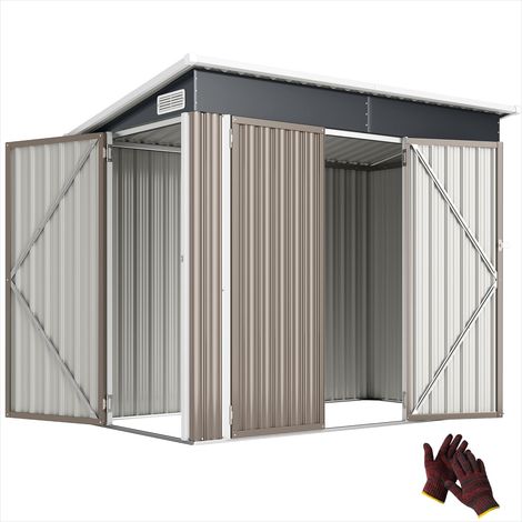 Abri de jardin en acier galvanisé triple porte 234 x 132 x 185 cm (1/5)