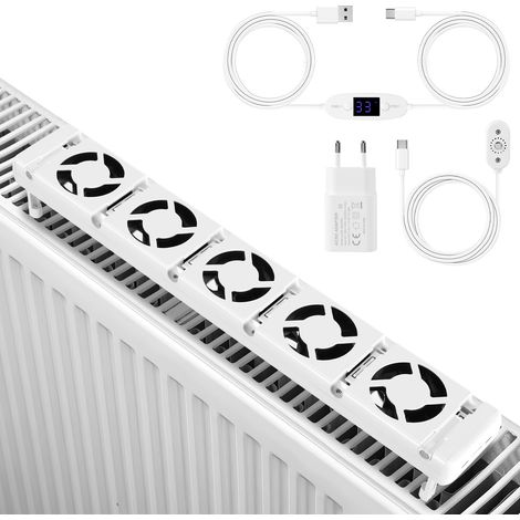 TolleTour Heizkörperverstärker 5-fach, 1er-Set, Thermostat 0–60 °C, Weiß (1/5)