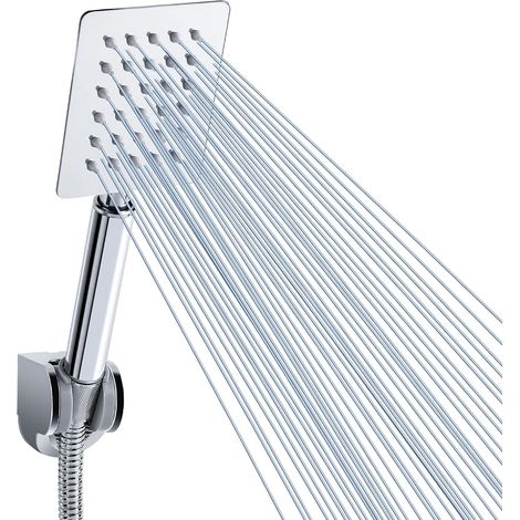 CCYKXA High Pressure Metal Handheld Shower - Square 3" Stainless Steel Shower Head - Powerful Shower Head Even Under Low Water Pressure (Square) (1/5)