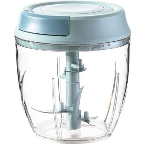 Hachoir Manuel, 1000 ml 5 Lames en Acier Inoxydable, Hachoir Oignons, Mixeur Multifonctions, Coupe Légumes, Coupe Gingembre Manuel, Broyage des Aliments Pour Bébé, Hachoir à viande. (1/5)