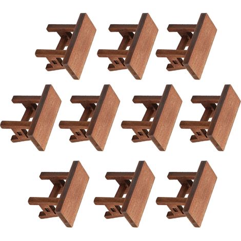 10 Stück Miniatur-Fußhocker für Puppenhäuser, Retro-Holzhocker für Puppenhäuser, Zubehör (1/5)