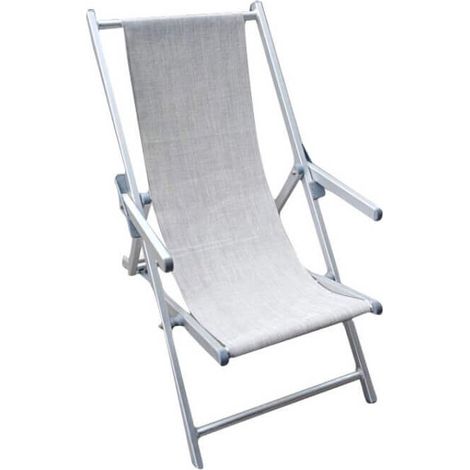 Sedia sdraio da spiaggia lido in alluminio e textilene con braccioli regolabile in 3 posizioni Ketch -  Grey