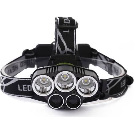 Lampe Frontale - LED CREE XM-L T6 - 8000 Lm - Étanche IPX5 - Alliage D'Aluminium - 2 Batteries 18650 Rechargeables - 1 Pièce (1/5)