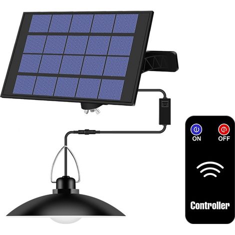 MINKUROW Lámpara Colgante Solar Con Control Remoto Ip65 Impermeable 3m Cable Montaje En Pared Luz Solar Para Interior Exterior Garaje Balcón Patio Pabellón Porche Blanco (1/5)